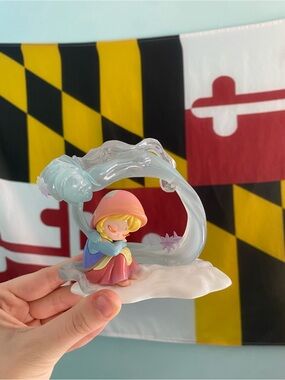 Pastel Pink Hooded Girl Figurine with Swirling Clear Wave - Home Accent